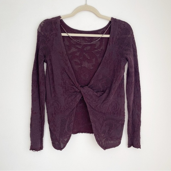 Free people whimsigoth witchy grunge twist sweater open sheer dark floral small - Picture 1 of 11